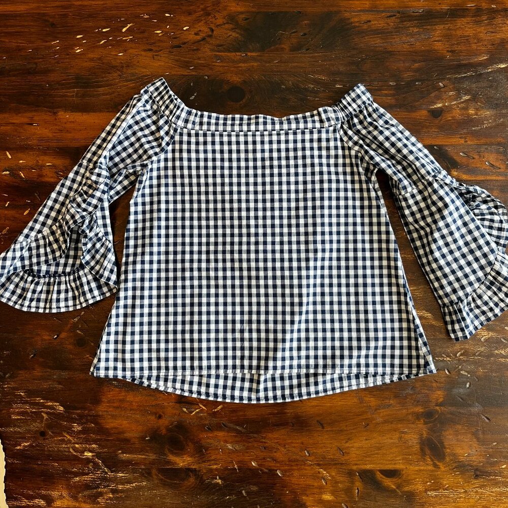 Cupio Gingham Ruffle Sleeve Top